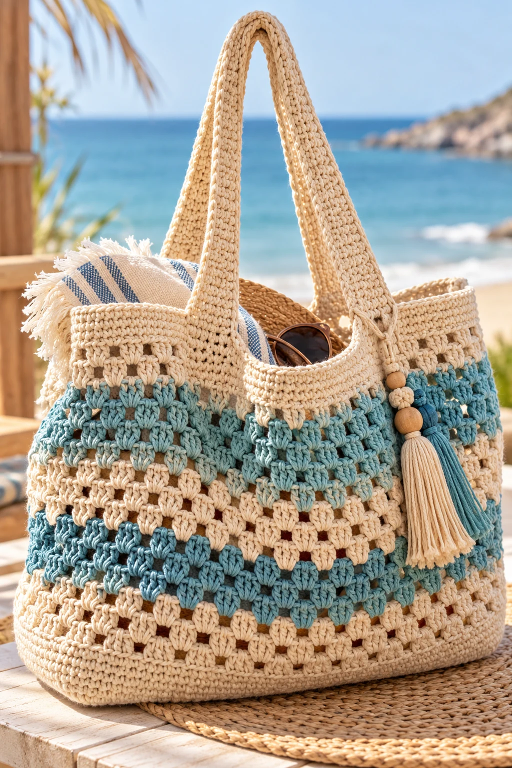 Oversized Crochet Beach Bag — bigger crochet projects style outfit