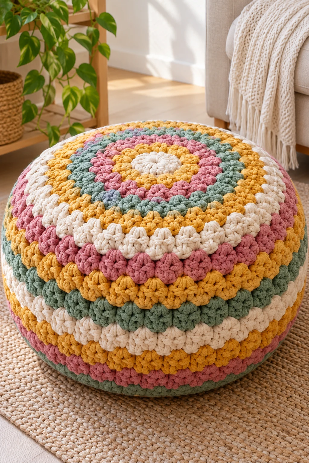 Giant Crochet Floor Pouf — bigger crochet projects style outfit