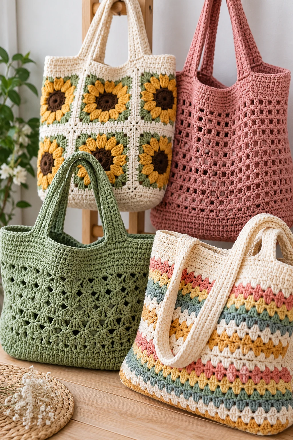 Handmade Crochet Market Tote Collection — bigger crochet projects style outfit