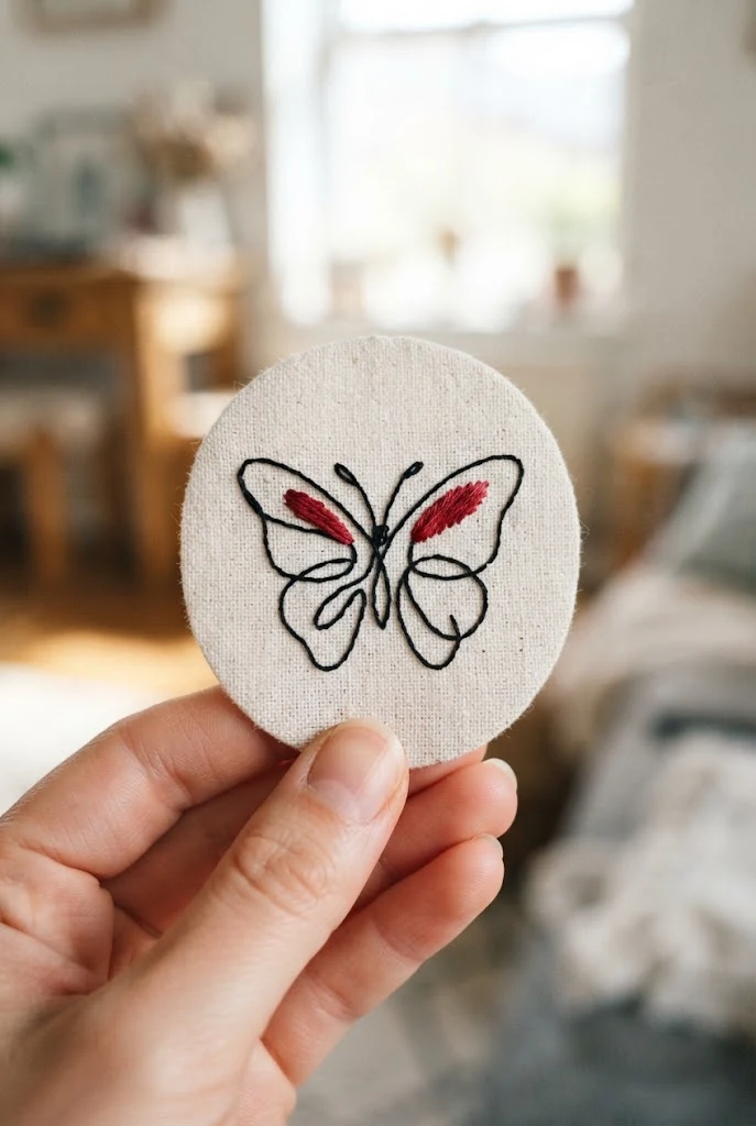Minimalist Line Art — black and red butterfly tattoo style outfit