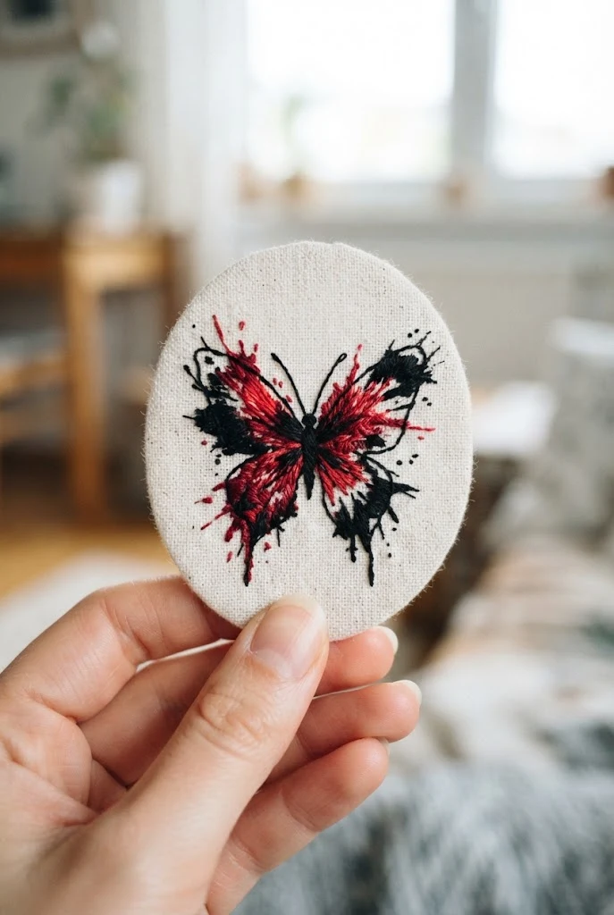Abstract Minimal Splash — black and red butterfly tattoo style outfit