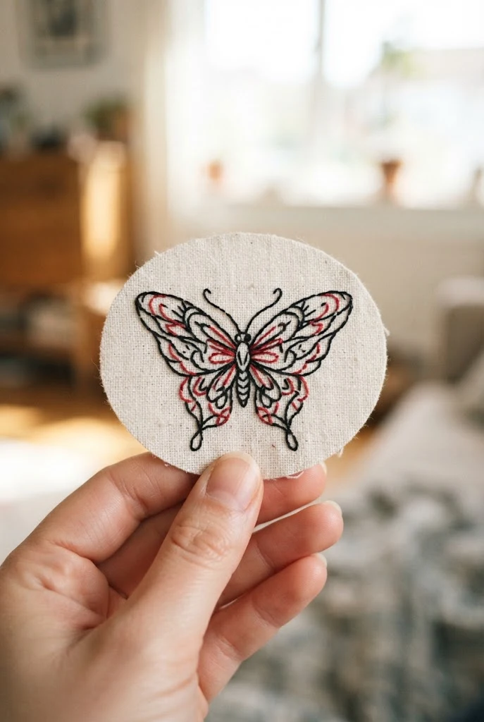 Delicate Hand Placement — black and red butterfly tattoo style outfit