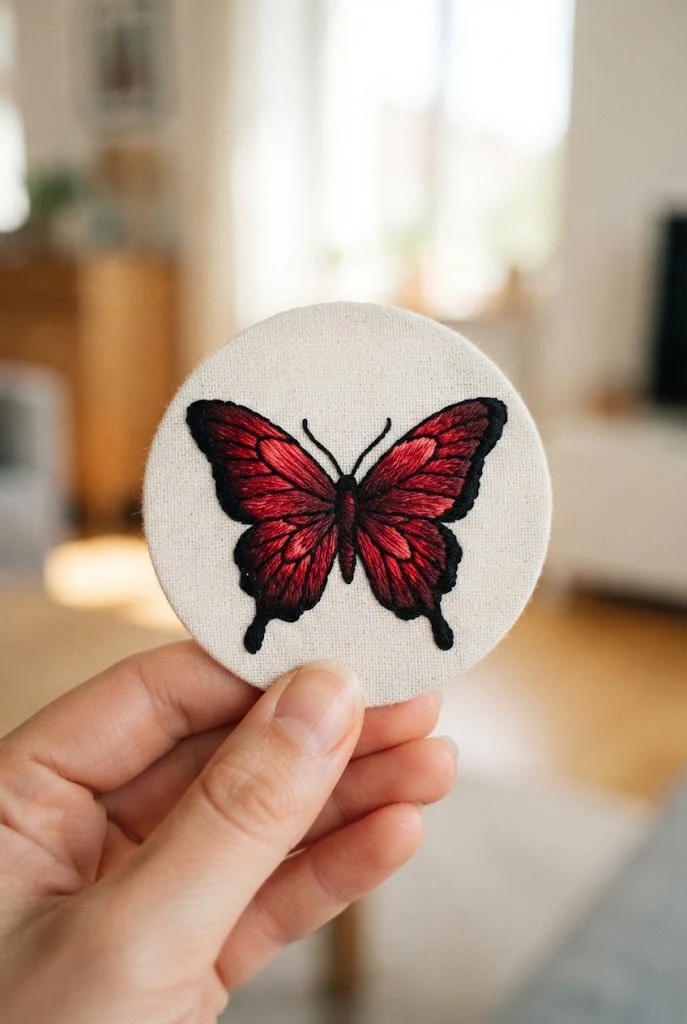 Neo-Traditional Crimson Gradient — black and red butterfly tattoo style outfit