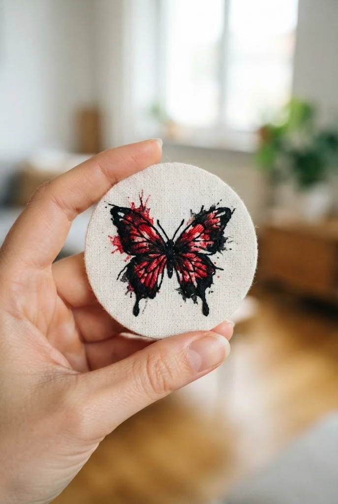 Watercolor Splash Effect — black and red butterfly tattoo style outfit