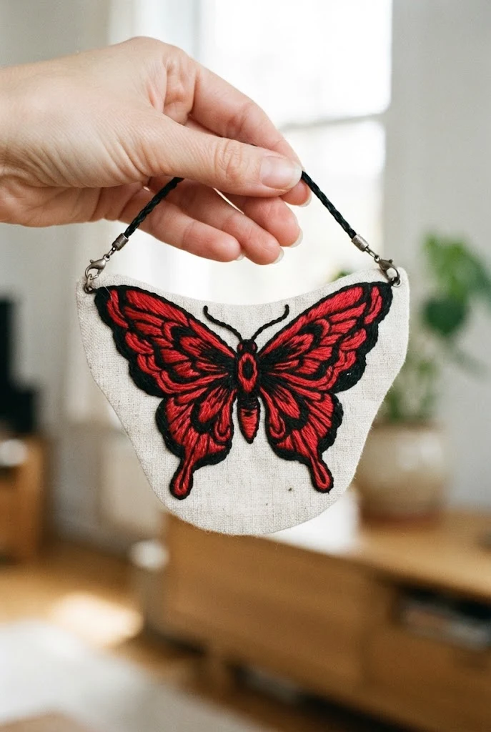 Statement Neck Piece — black and red butterfly tattoo style outfit
