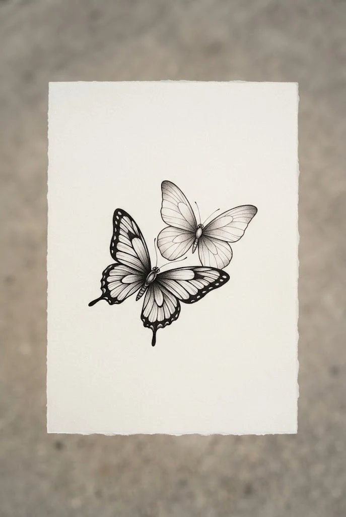 Double Butterfly Duo — black and white butterfly tattoo style outfit