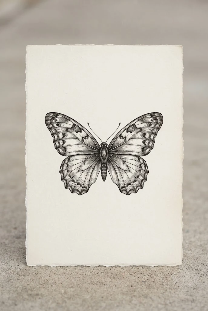 Vintage Botanical Etching — black and white butterfly tattoo style outfit