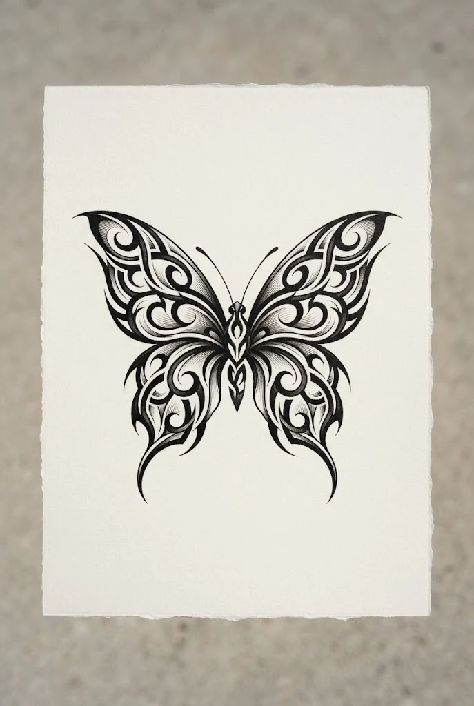 Tribal Fusion Wings — black and white butterfly tattoo style outfit