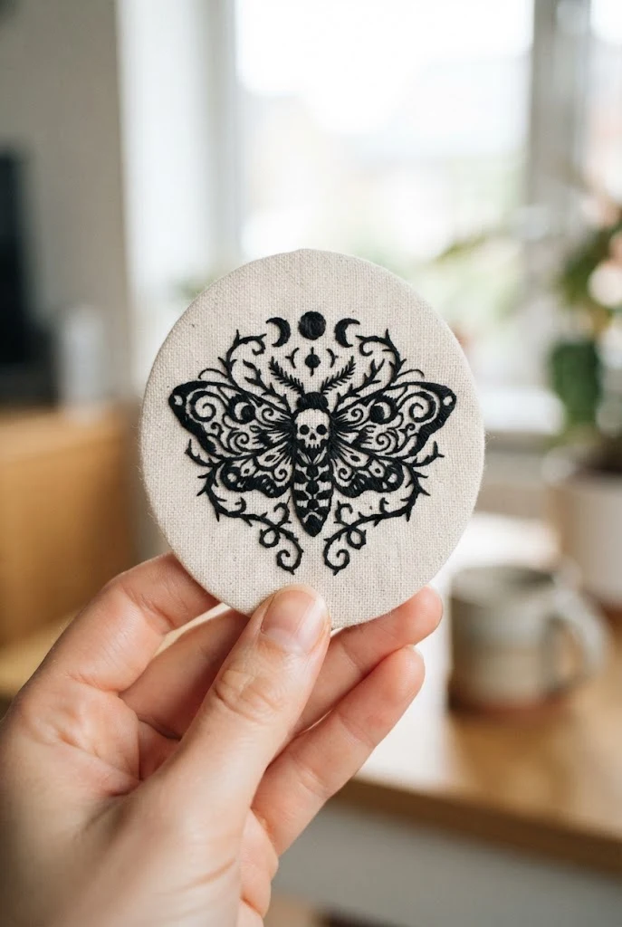Dark Fantasy and Moth Fusion — blackwork butterfly tattoo style outfit