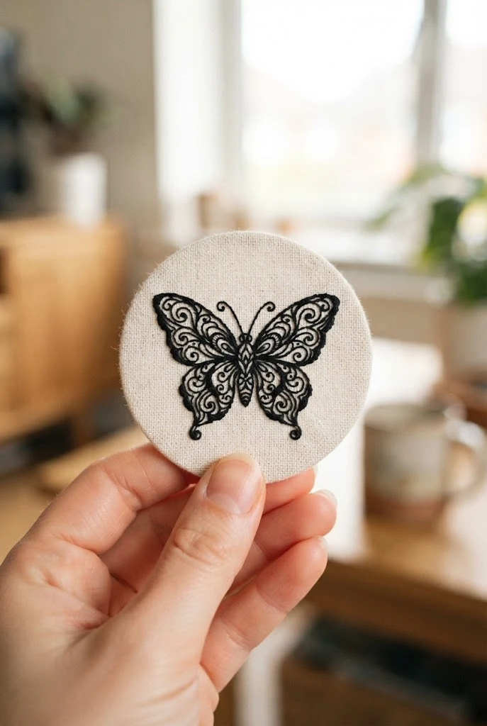 Petite Wrist Placement — blackwork butterfly tattoo style outfit