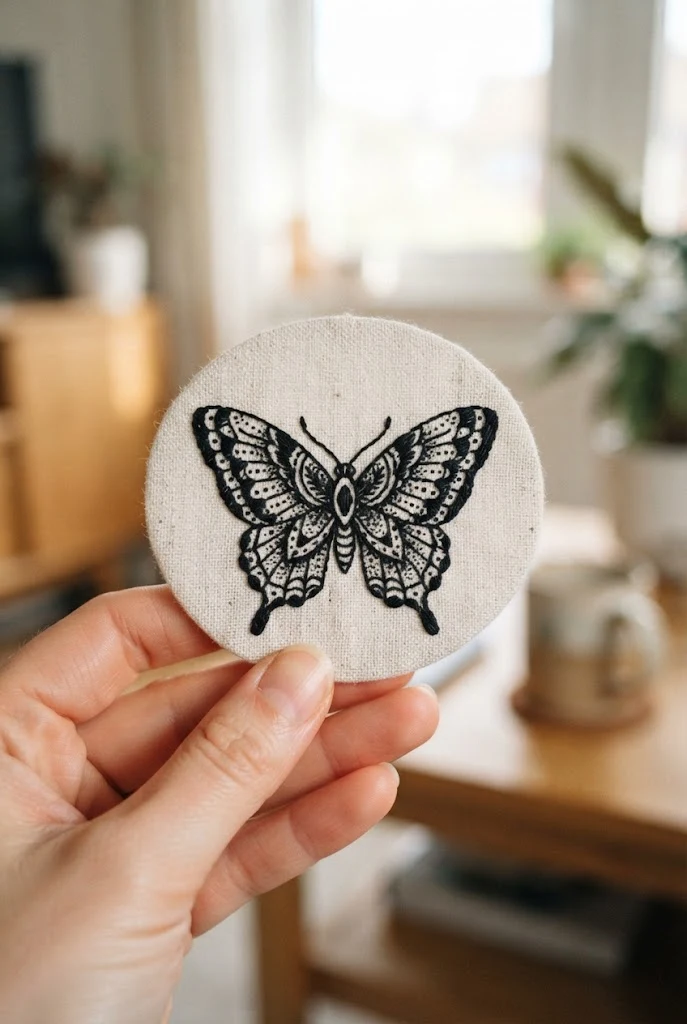 Delicate Hand Placement — blackwork butterfly tattoo style outfit