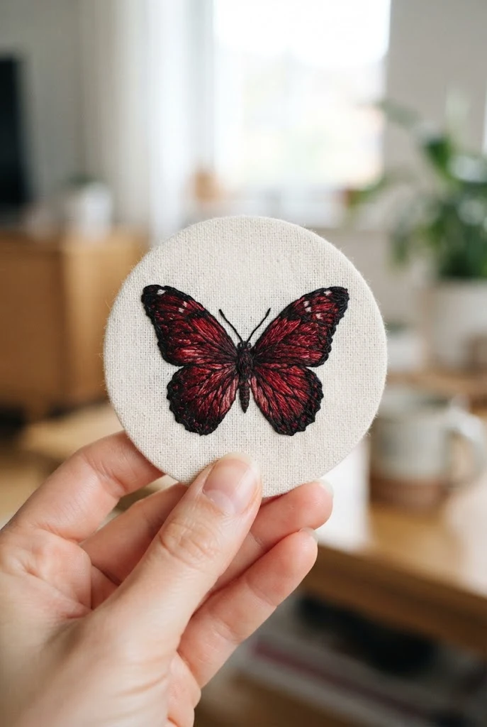 Dark Red Micro Realism — blackwork butterfly tattoo style outfit