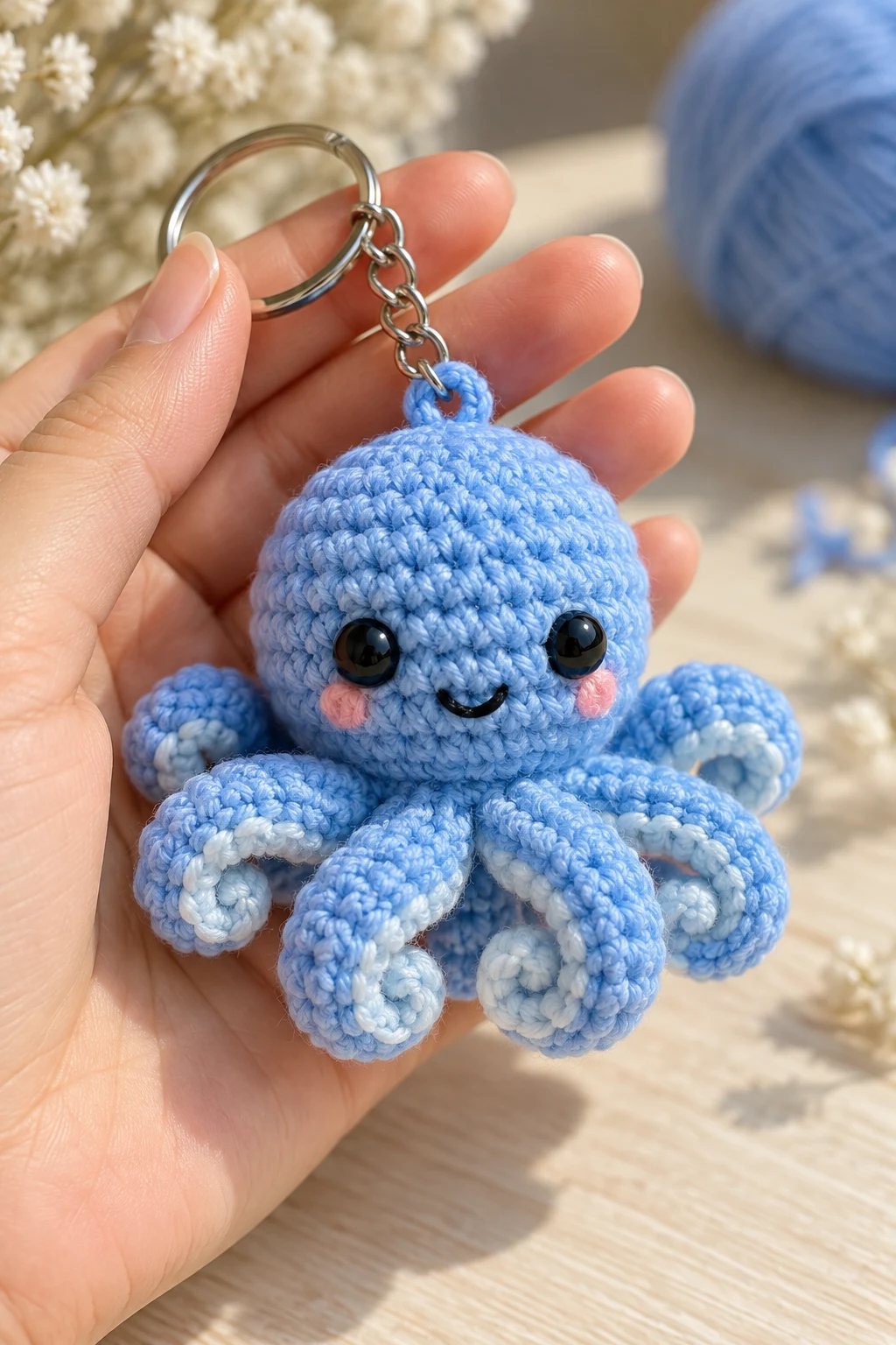 Blue Crochet Mini Octopus — blue crochet keychain ideas style outfit