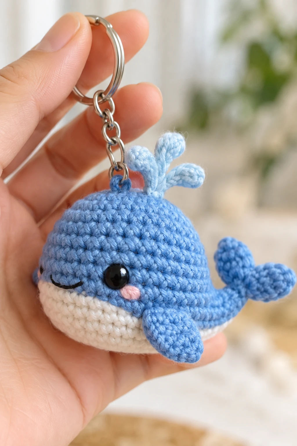 Adorable Blue Whale Crochet Keychain — blue keychain crochet style outfit
