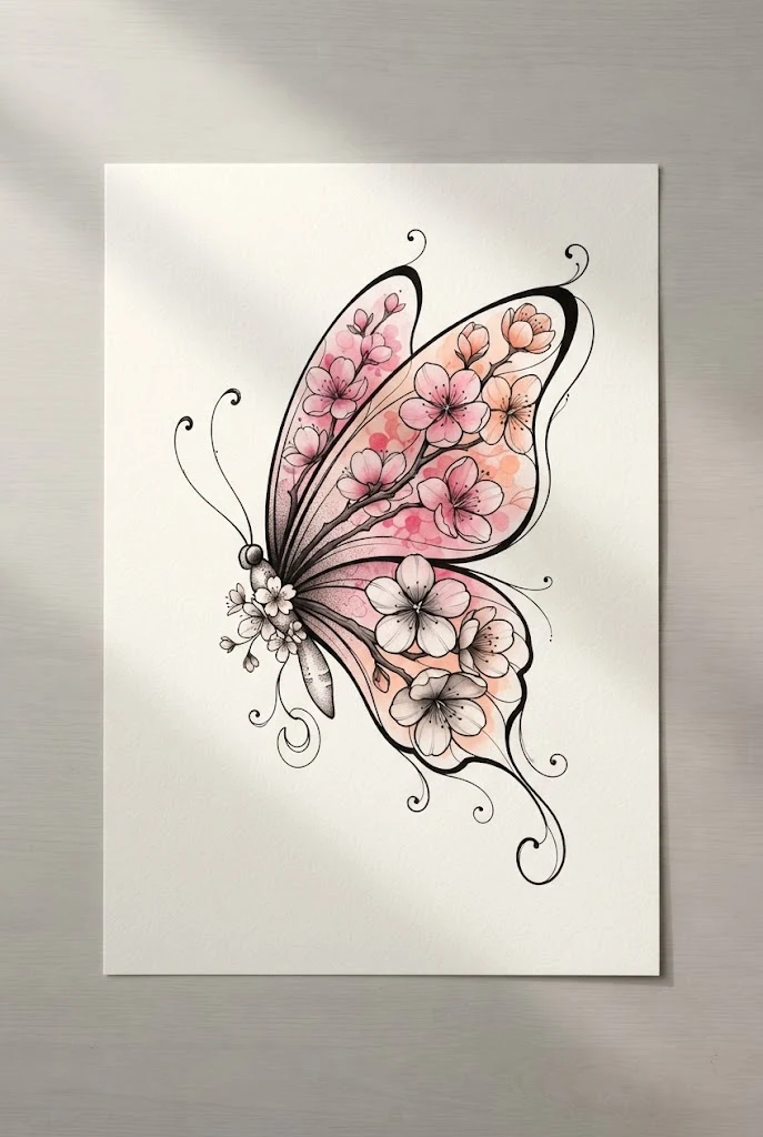 Spring Blossom Pink and Peach Hybrid — blue morpho butterfly tattoo style outfit