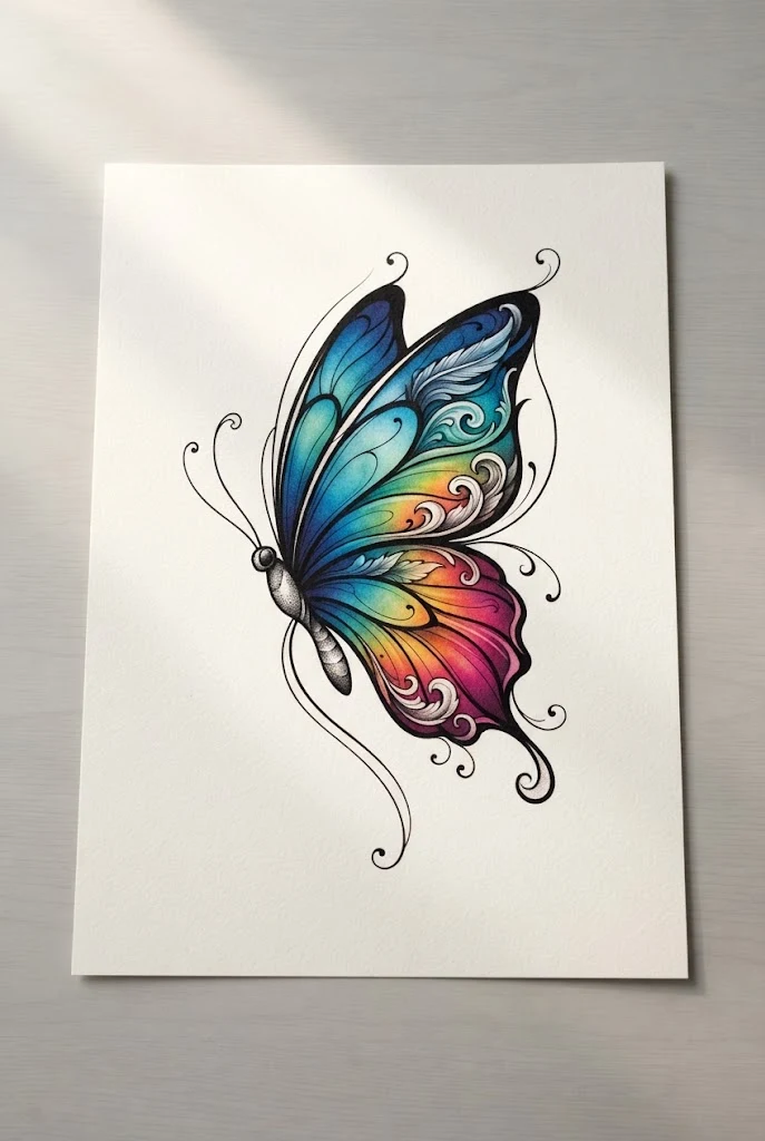 Radiant Rainbow Glute Gradient — blue morpho butterfly tattoo style outfit