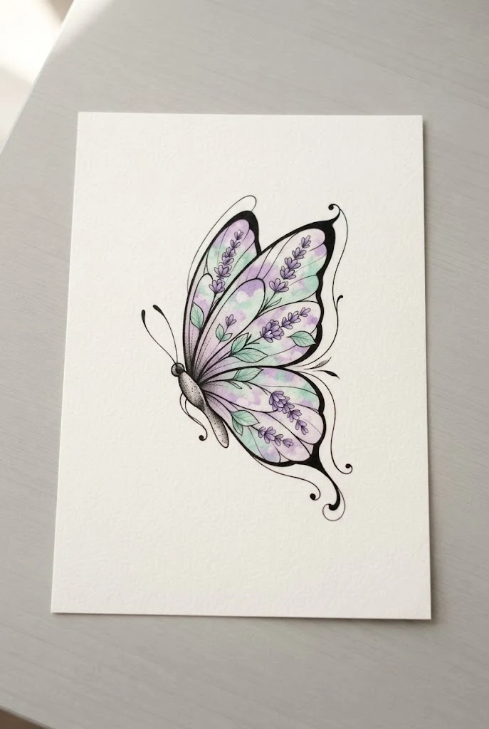 Dainty Pastel Lavender and Mint Miniature — blue morpho butterfly tattoo style outfit