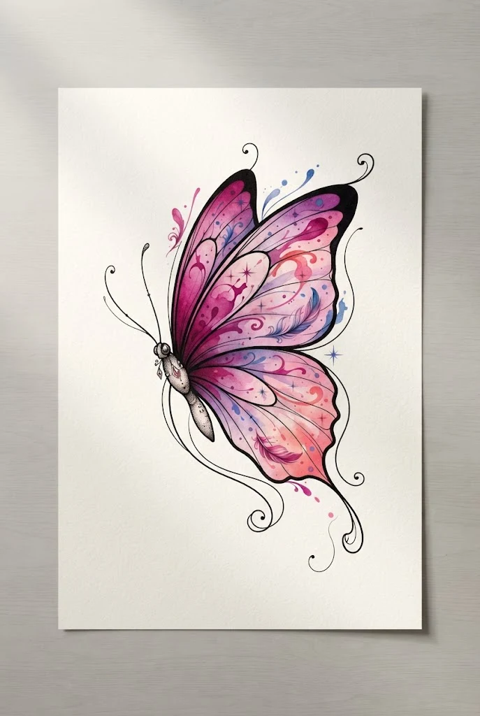 Watercolor Splash and Magenta Dream — blue morpho butterfly tattoo style outfit