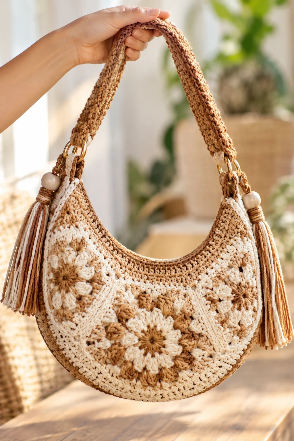 The Crescent-Shaped Boho Crochet Bag — boho crochet bag