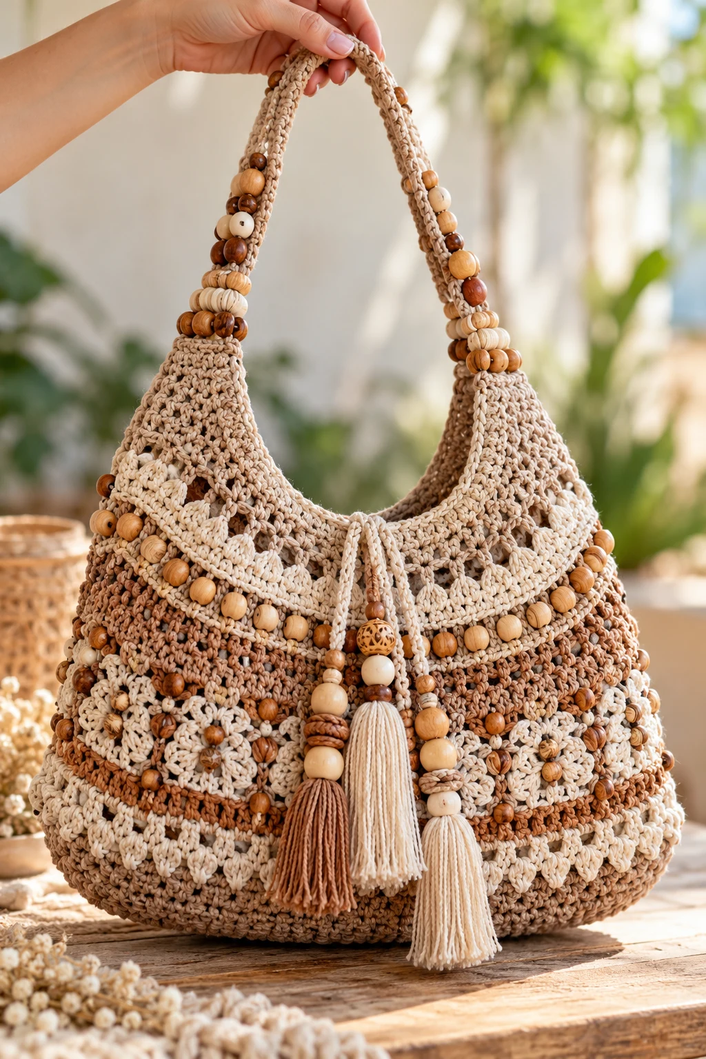 The Boho Crochet Bag With Beaded Details — boho crochet bag