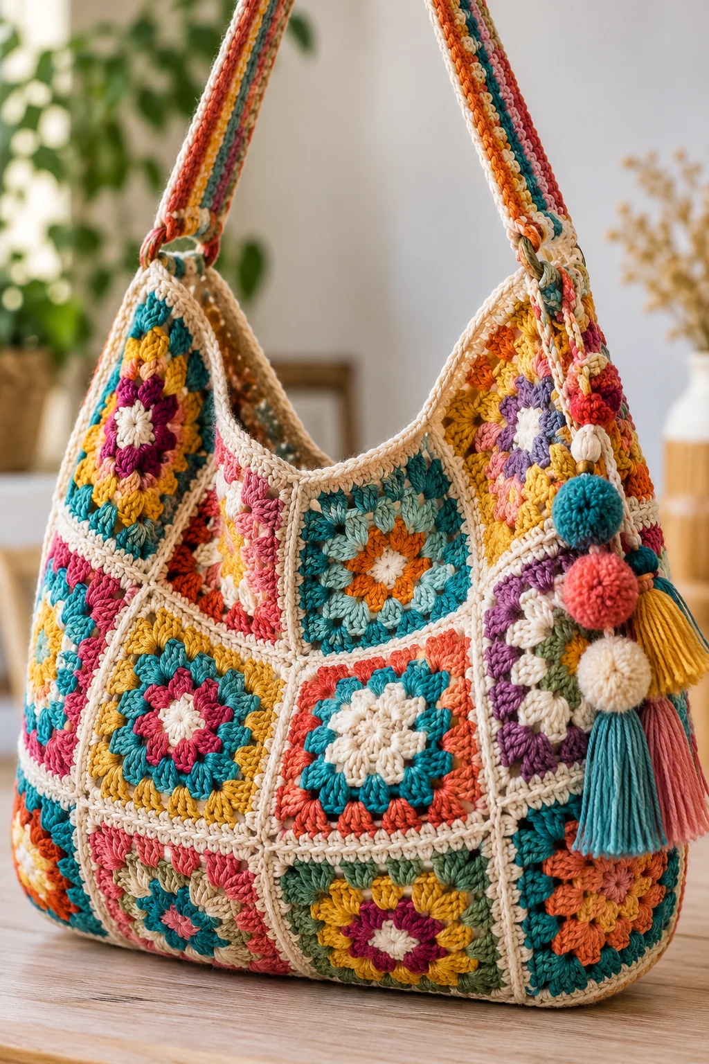 The Colorful Granny Square Boho Crochet Bag — boho crochet bag