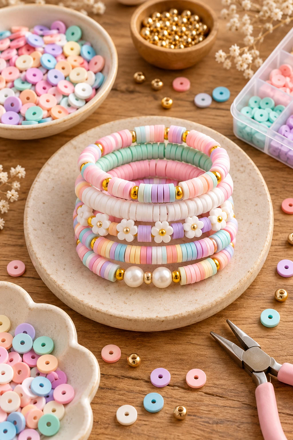 Pastel Clay Bead Stack — bracelet ideas style outfit