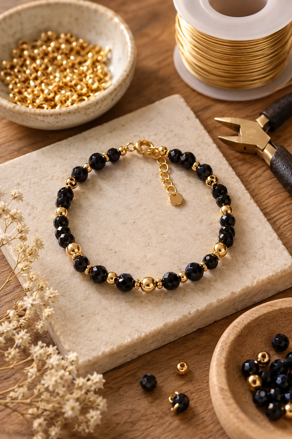 Minimalist Black-and-Gold Bracelet — bracelet ideas style outfit