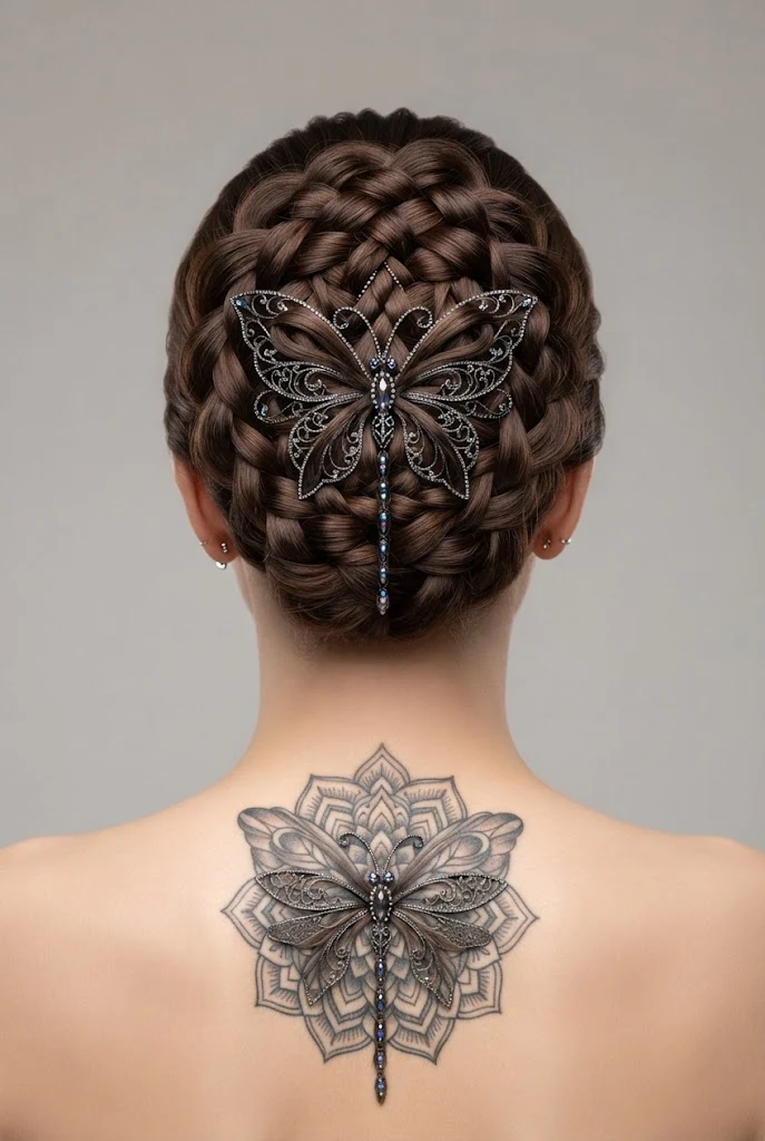 Mandala Centerpiece Fusion — butterfly and dragonfly tattoo style outfit