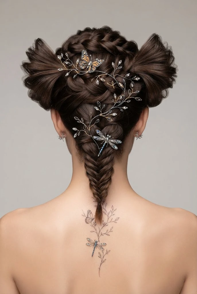 Fine-Line Botanical Branch — butterfly and dragonfly tattoo style outfit