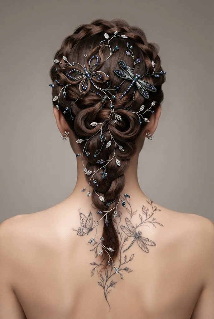Botanical Vine Integration — butterfly and dragonfly tattoo style outfit