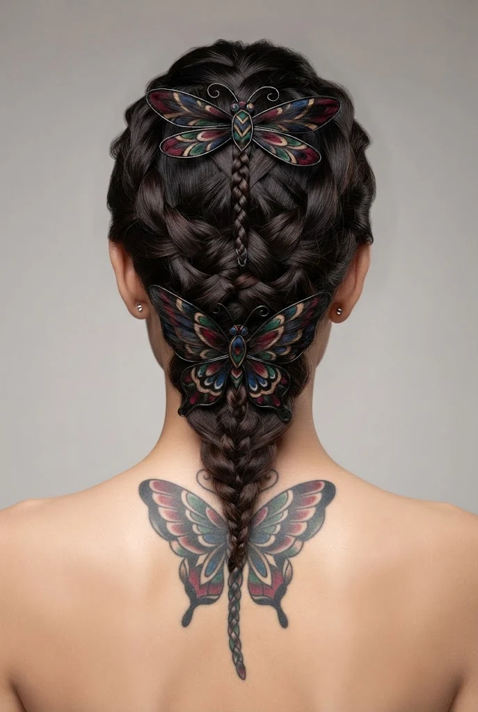 Neo-Traditional Bold Outlines — butterfly and dragonfly tattoo style outfit