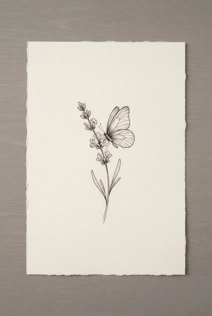Delicate Fine-Line Minimalist — butterfly and flowers tattoo style outfit