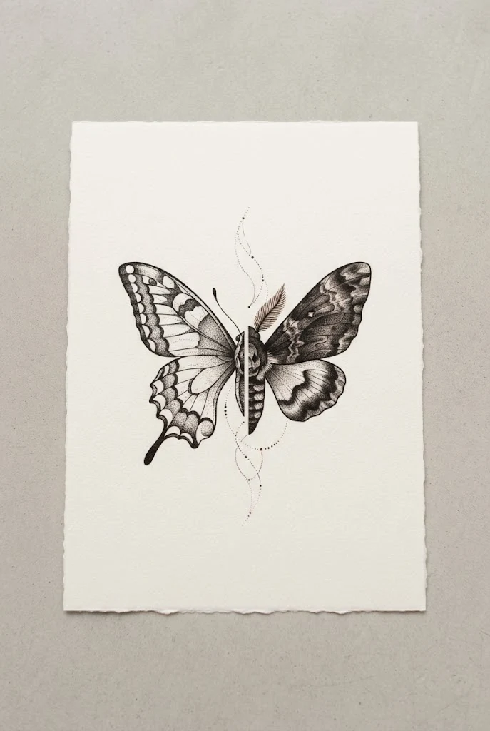Dual-Symmetry Butterfly and Moth Tattoo Ideas — butterfly and moth tattoo style outfit