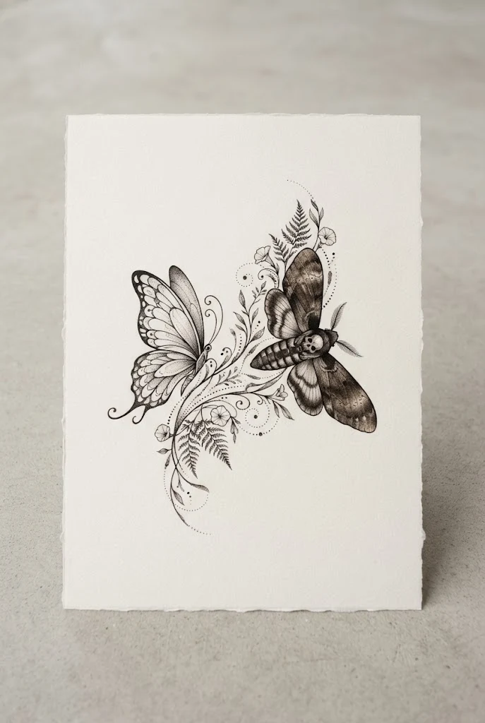 Sleek Butterfly and Moth Tattoo On Arm — butterfly and moth tattoo style outfit