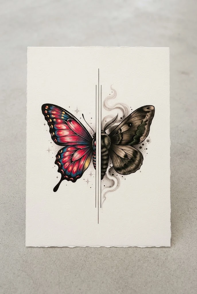 Dynamic Butterfly Vs Moth Tattoo Contrast — butterfly and moth tattoo style outfit
