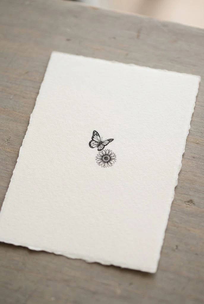 Dainty Wrist Micro-Inky Charm — butterfly and sunflower tattoo style outfit