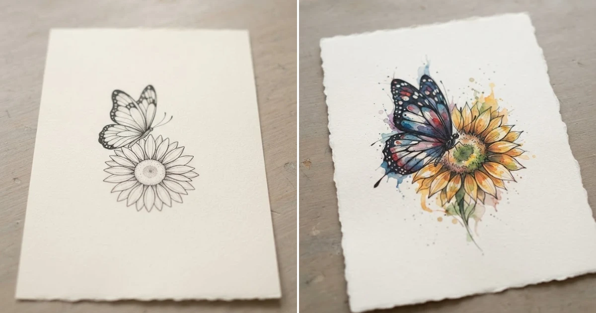Butterfly and sunflower tattoo: 15 Perfect Tattoo Ideas butterfly and sunflower tattoo