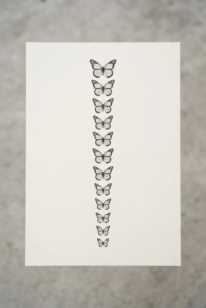 Minimalist Fine-Line Spine Ascent — butterfly back tattoo spine style outfit