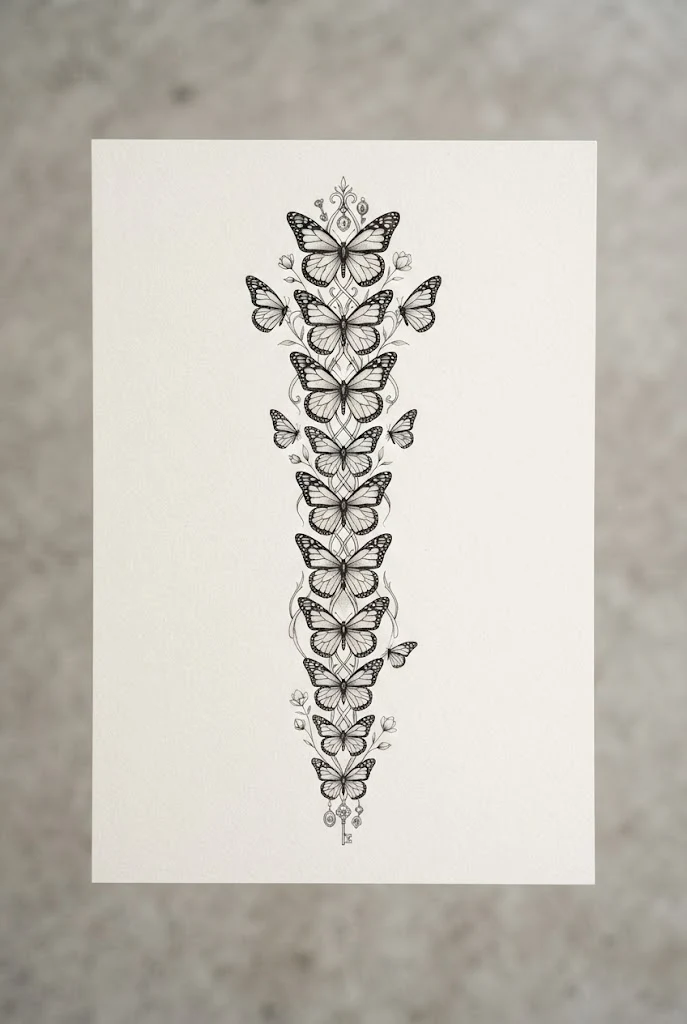 Hidden Mid-Back Sanctuary Placement — butterfly back tattoo spine style outfit
