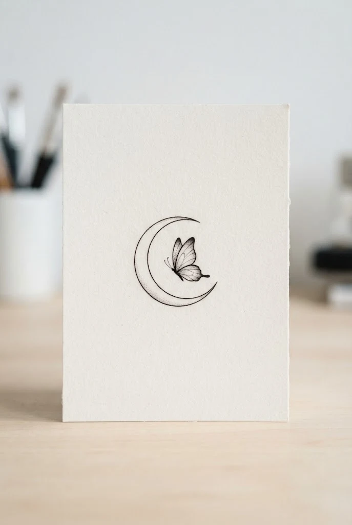 Micro Crescent Contour — butterfly behind ear tattoo style outfit