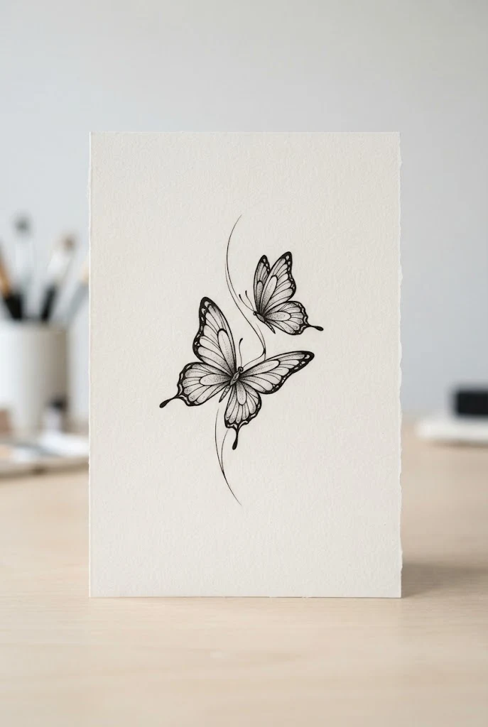 Dual Butterfly Flight Path — butterfly behind ear tattoo style outfit
