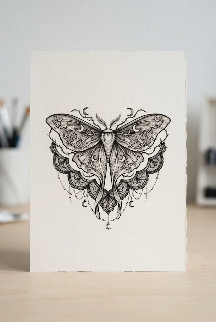 Gothic Darkwork Silk — butterfly behind ear tattoo style outfit