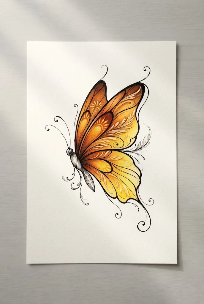 Citrine Yellow and Warm Ochre Glow — butterfly buttcheek tattoo style outfit