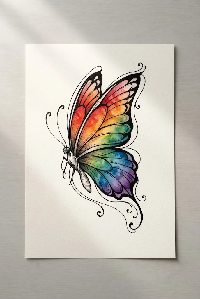Radiant Rainbow Glute Gradient — butterfly buttcheek tattoo style outfit