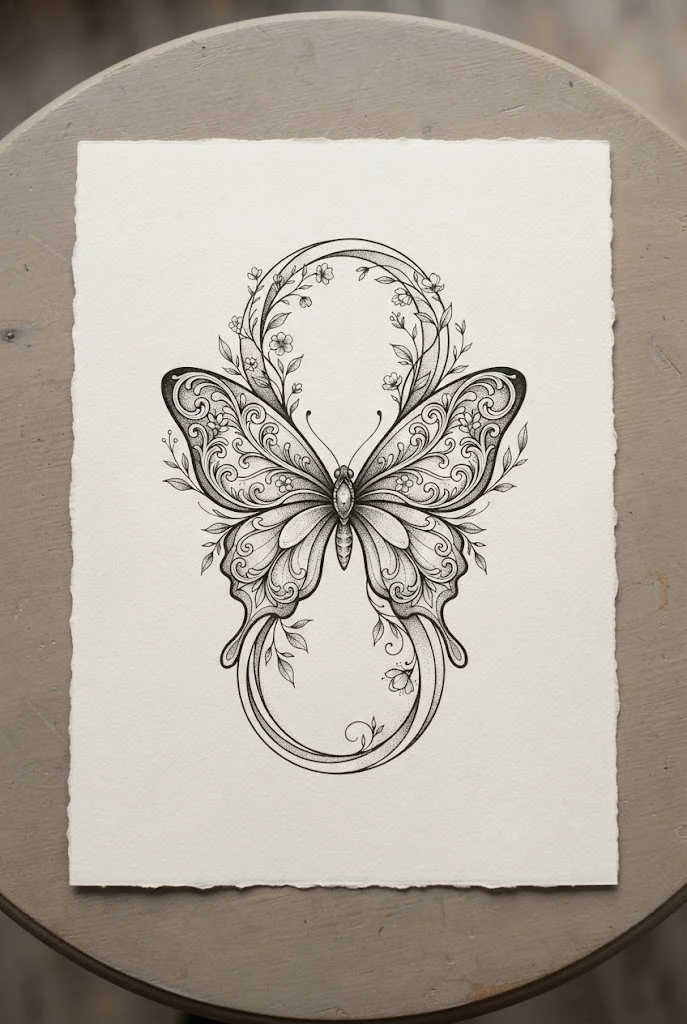 Infinity Loop and Butterfly Integration — butterfly chest tattoo female style outfit