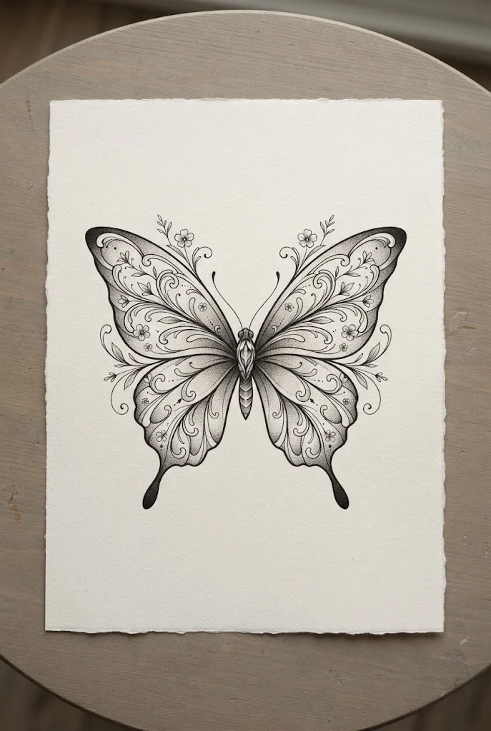 Symmetrical Wing Spread Butterfly Tattoo — butterfly chest tattoo female style outfit
