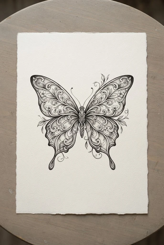 Hidden Vine Butterfly Tattoo — butterfly chest tattoo female style outfit
