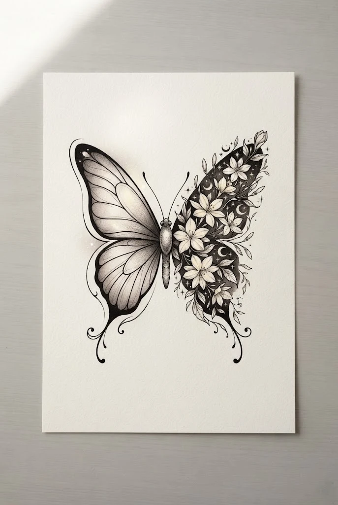 Moonlit Night-Blooming Jasmine Hybrid — butterfly floral tattoo style outfit