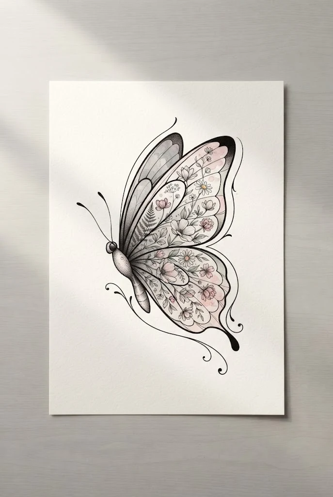 Dainty Small Wrist Piece — butterfly floral tattoo style outfit