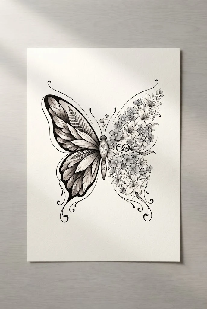 Meaningful Mother-Daughter Memorial Piece — butterfly floral tattoo style outfit